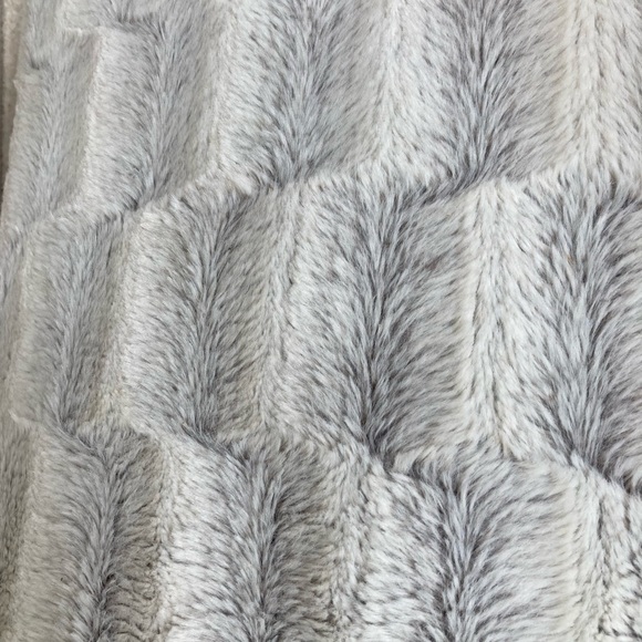 TWO Light gray faux fur geometric pillows. Like new. 15 inches - Picture 4 of 5